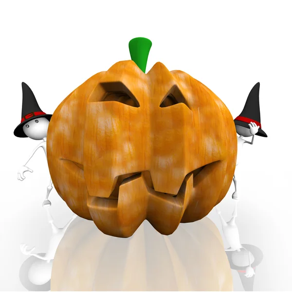 Halloween. Because pumpkins peep 3d characters. — Stock Photo, Image