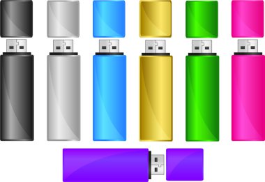 USB flash sürücü renkli vektör