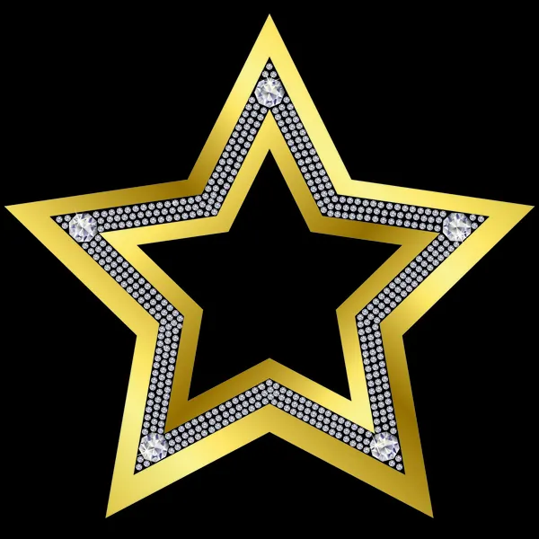 Golden star with diamonds, vector — Stock Vector