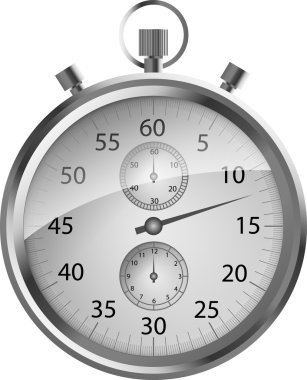 Vector silver stop watch isolated on white clipart