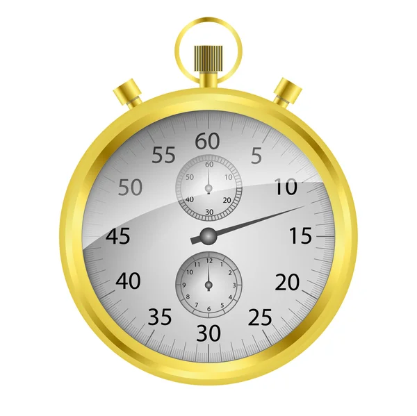 Reloj de tope dorado vectorial aislado en blanco — Vector de stock