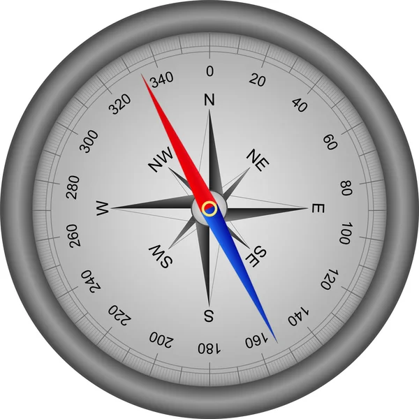 Silberner Vektorkompass — Stockvektor