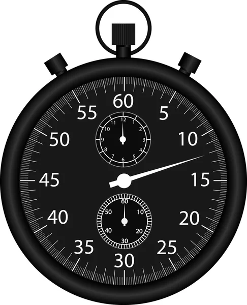 Vector black stop watch isolated on white — Stock Vector