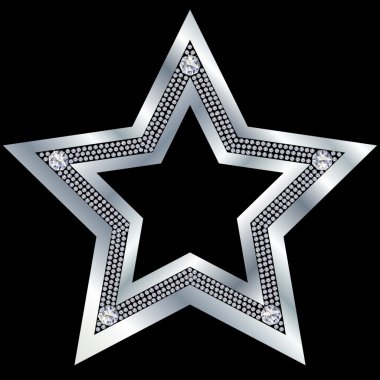 Silver star with diamonds, vector clipart