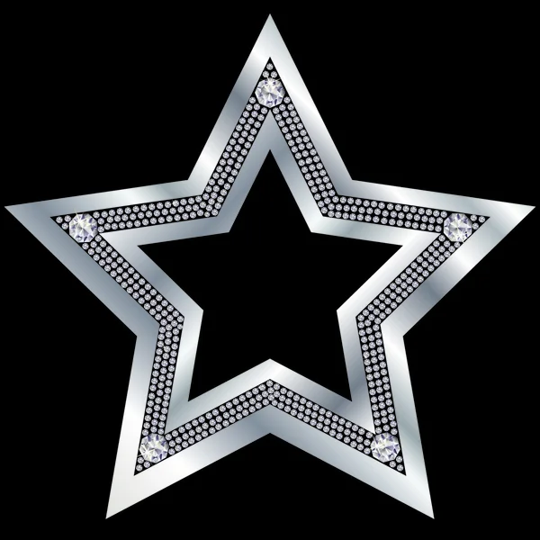Silver star with diamonds, vector — Stock Vector