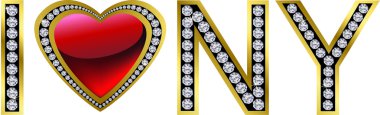 I love New York, diamond and gold, vector clipart