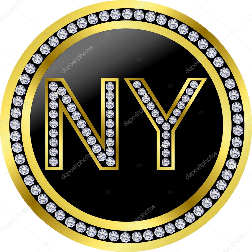 New york icon, diamond and gold, vector