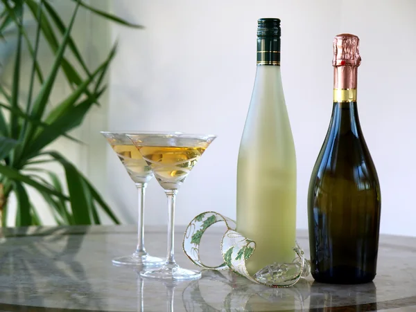 stock image Glasses and bottles