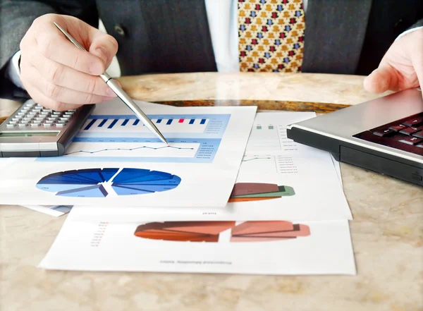 Businessman with charts. — Stock Photo, Image