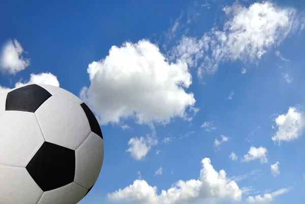 Soccer ball on sky background — Stock Photo, Image