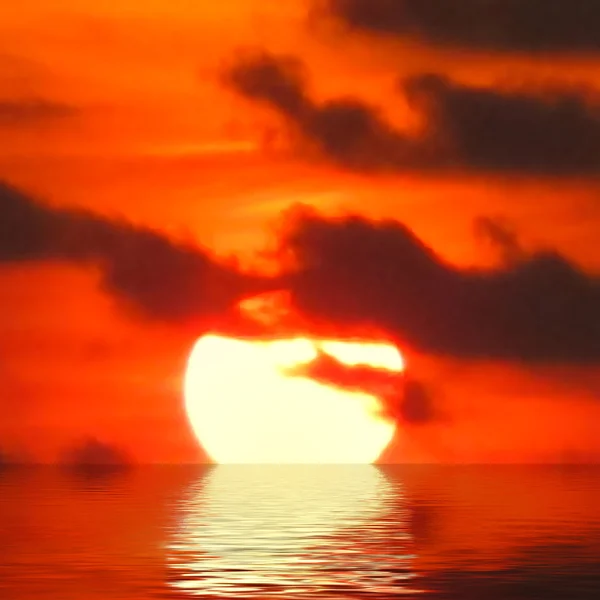 Roter Sonnenuntergang Und Spiegelung Thailand — Stockfoto