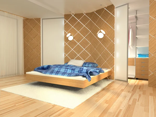 Wooden Bedroom Furniture Rendering — Stock Photo, Image