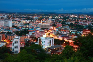 pattaya city Tayland gece zaman kuş bakışı manzaralar