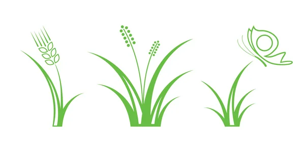 Groene natuur pictogrammen. deel 1 - gras — Stockvector