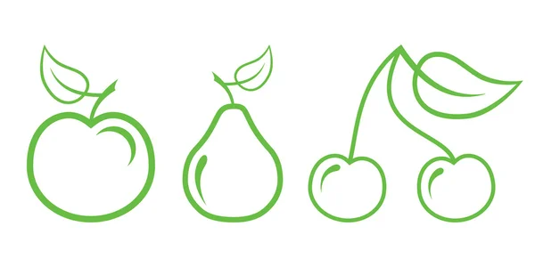 Groene natuur pictogrammen. deel 2 - fruit — Stockvector