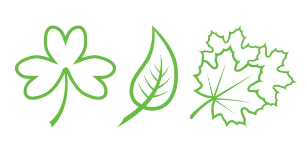 Зеленые иконы природы. Часть 4 - Листья — стоковый вектор