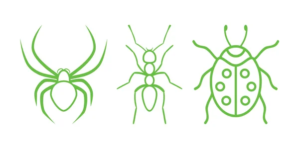 Iconos de la Naturaleza Verde. Parte 6 - Insectos — Vector de stock