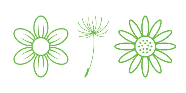 Grüne Natursymbole. Teil 9 - Blumen — Stockvektor