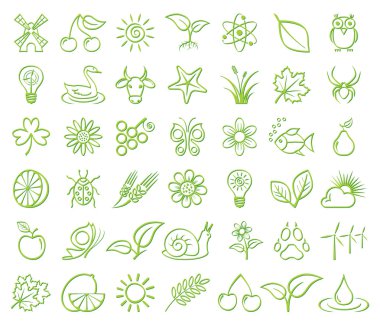 Icon set of nature, animal, environment clipart