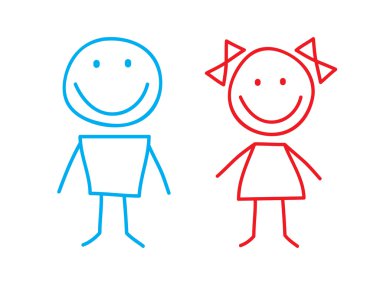 Simple Illustation of Girl and Boy clipart