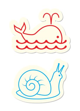 Whale and Snail Icons on White clipart