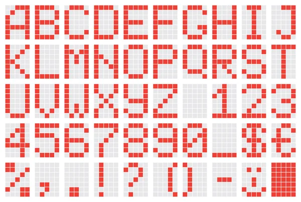 Dot Matrix Display Alphabet Numbers — Stock Vector