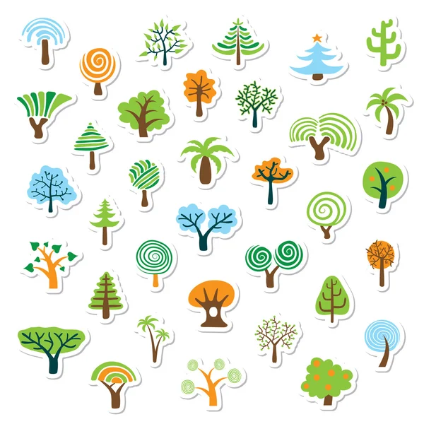 Set Iconos Árbol Iconos Naturaleza — Archivo Imágenes Vectoriales