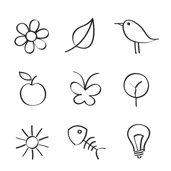 Nature Icons White Background — Stock Vector