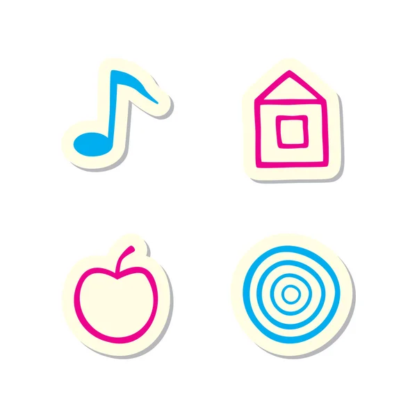 Vector Note Home Apple Target Icons — Stock Vector