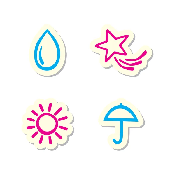 Vector Illustration Weather Icons White Background — Stock Vector
