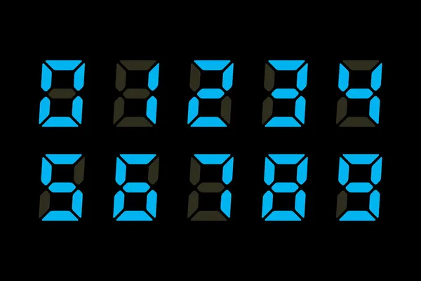 Illustrazione Vettoriale Cifre Blu Displayon Sfondo Nero — Vettoriale Stock