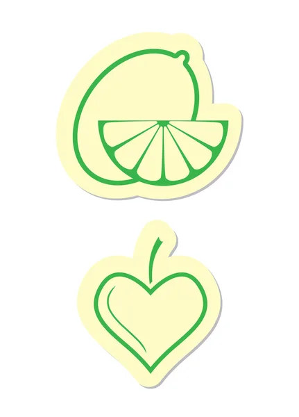 Citron Och Leaf Ikoner Vit Bakgrund — Stock vektor
