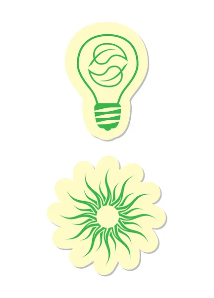 Bulb Sun Icons White Background — Stock Vector