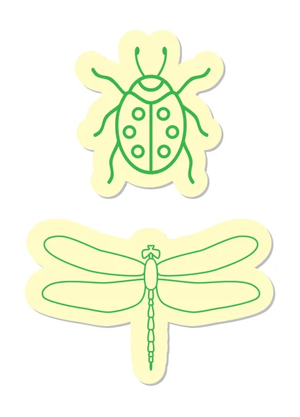 Vektorového Hmyzu Ikony Izolovaných Bílém Pozadí — Stockový vektor