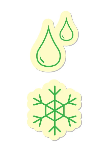 Goccia Fiocco Neve Icone Isolato Bianco — Vettoriale Stock