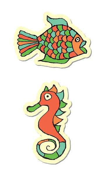 Vector Illustration Fish Seahorse Icon — Stock Vector