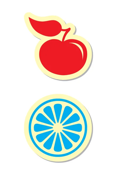 Icone di mela e arancia — Vettoriale Stock
