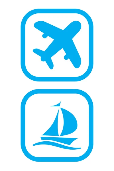 Plane and Ship Icons — Stock Vector