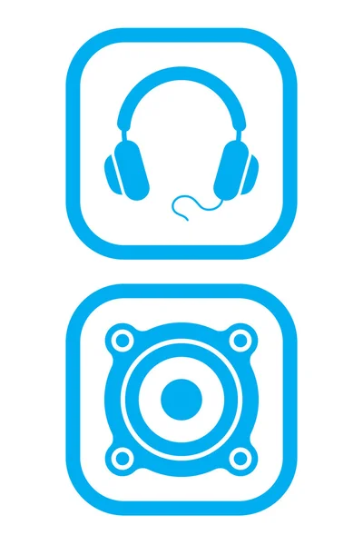 Vector Illustration Headphones Speaker Icons — Stock Vector