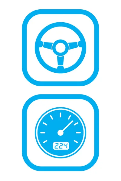 Vektor Illustration Hjulet Och Hastighetsmätare Ikoner — Stock vektor