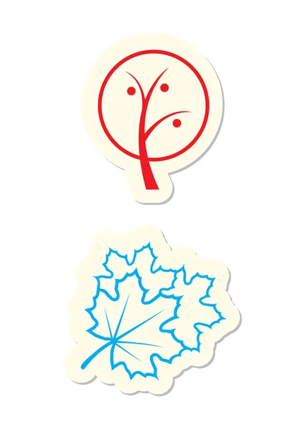 Symbole Für Baum Und Ahornblatt — Stockvektor