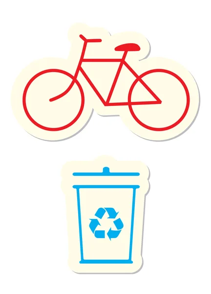 Bicycle Recycle Icons White — Stock Vector
