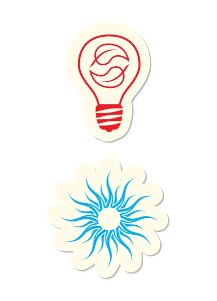 灯泡和太阳图标 — 图库矢量图片