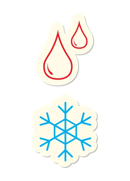 Icônes de goutte et flocon de neige — Image vectorielle