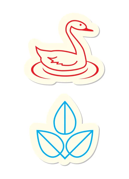 Swan Leaf Icons Isolated White — Stock Vector