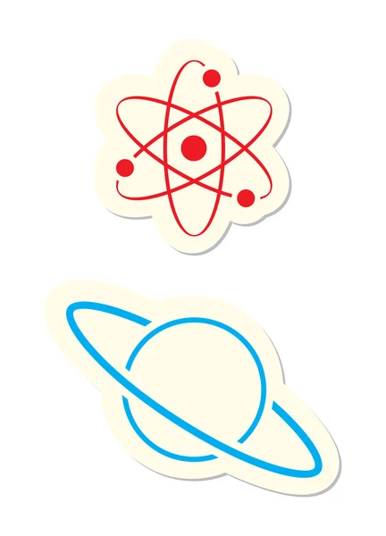 Atom a planeta ikony — Stockový vektor