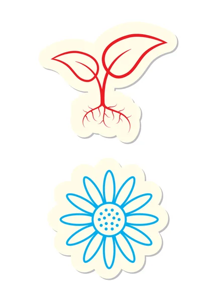 Floral Icons Isolated White — Stock Vector