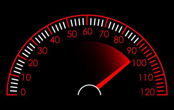 Vector illustration of Red and White Speedometer