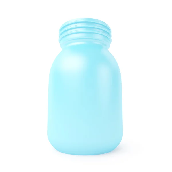 白底蓝色塑料瓶 — 图库照片