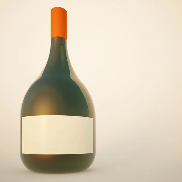 Garrafa Vinho Com Rótulo Branco — Fotografia de Stock